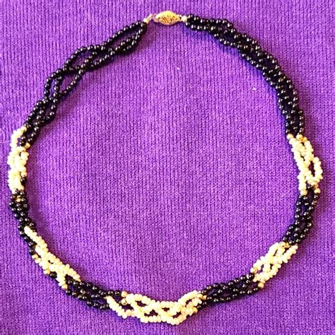 14k Gold Seed Freshwater Pearls Black Beads Vintage C Gem