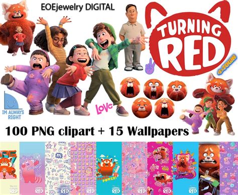 Turning Red Clipart PNG Digital Download includes png for Etsy México