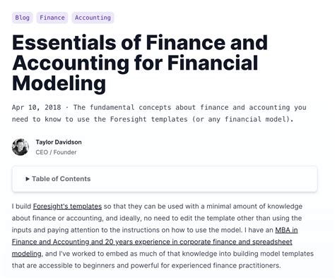 Essentials Of Finance And Accounting For Financial Modeling Foresight