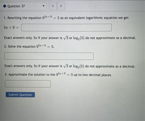 Answered Question 37 1 Rewriting The Equation… Bartleby