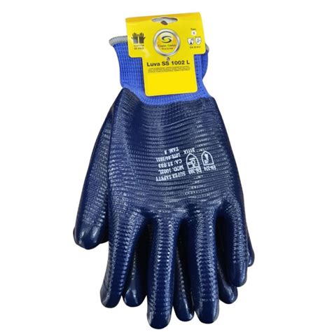 Luva Super Safety Ss L Banho Nitrilico Azul Prosek Epi