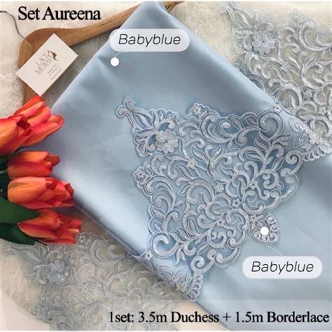 SET KAIN DUCHESS BABYBLUELACEMEWAH EXCLUSIVE BRIDAL SATIN KAIN KOSONG