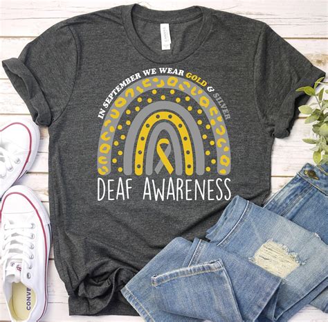 Deaf Awareness Shirtdeaf Awareness Gold And Silver Ribbon Shirtdeaf