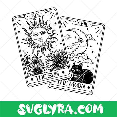 Tarot Cards Sun And Moon Svg Magic Illustration Svg Witchcraft Svg