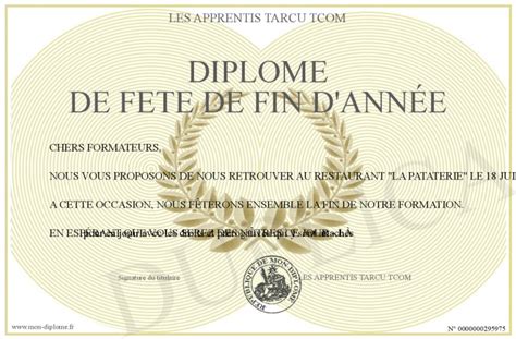 Diplome De Fete De Fin D Ann E