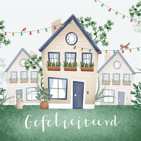 Felicitatiekaart Huis Illustratie Voor Nieuwe Kaartje2go