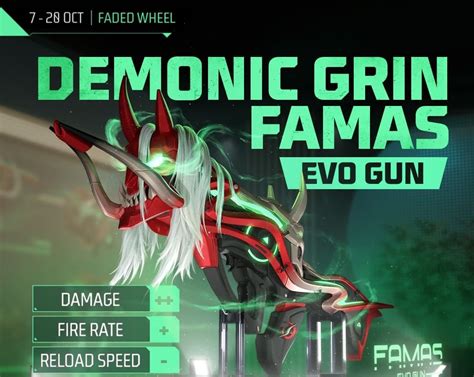 Free Fire MAX Faded Wheel Event Get Demonic Grin Famas Evo Gun Skin In