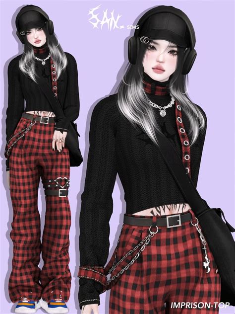 【333】imprison Top San33 In 2024 Clothes For Women Sims Cc Sims 4