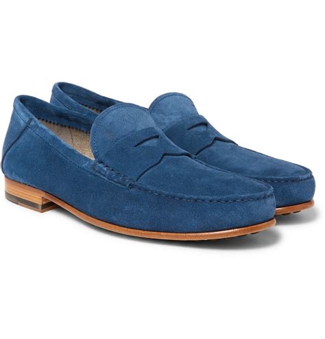 Tod S Suede Penny Loafers Men Blue Tod S