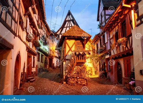 Traditional Half Timbered Houses Street In Strasbourg Alsace France