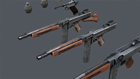 3D Model WWII Weapon Pack VR AR Low Poly CGTrader