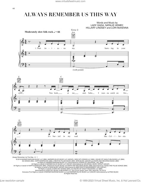 Always Remember Us This Way From A Star Is Born Sheet Music For Voice Piano Or Guitar V2