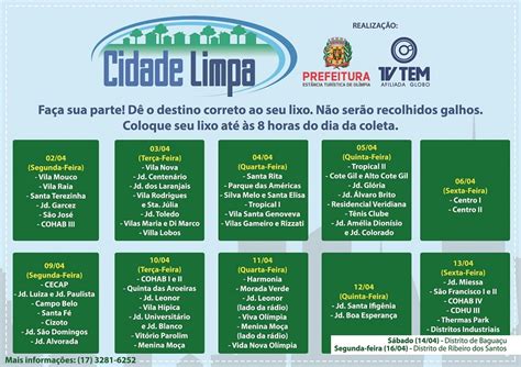 Come A Nesta Segunda Feira O Projeto Cidade Limpa Voz Olimpiense