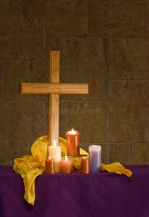 Christian Altar With Cross And Candles Stock Photo - Image of spirituality, religion: 9291752