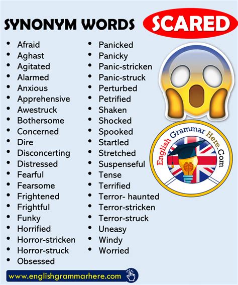 Synonym Words – SCARED, English Vocabulary - English Grammar Here