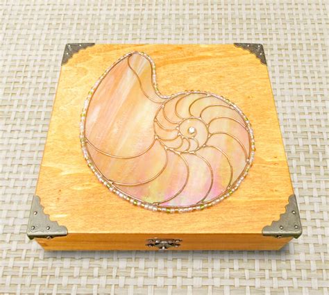 Stained Glass Nautilus Shell Keepsake Memorial Jewlery Gift Etsy