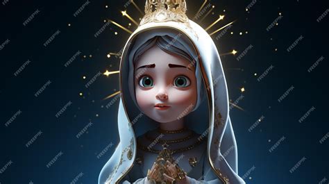 Premium Ai Image Cute Mother Mary In 3d Render