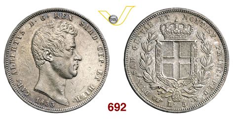 NumisBids Varesi S R L Auction 75 Lot 692 CARLO ALBERTO 1831 1849