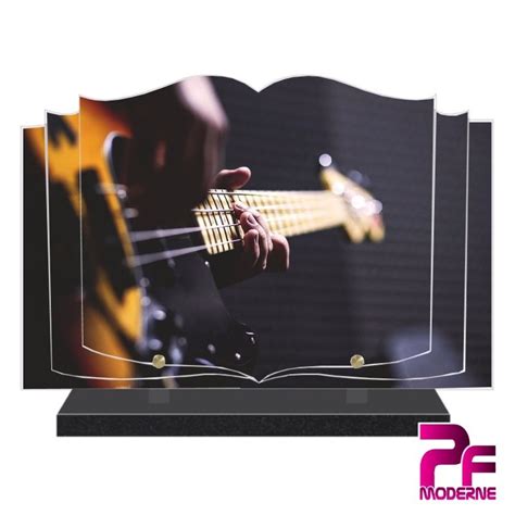 PLAQUE FUNÉRAIRE LIVRE MUSICIEN GUITARE BASS PFM1007