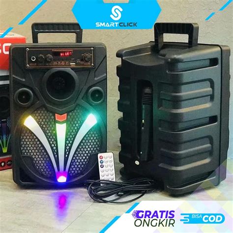 Jual Speaker Bluetooth Kms Qs Led Inc Remote Mic Kabel Karaoke