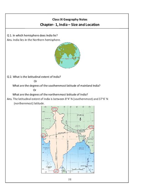 Fillable Online India Size And Location Class 9 Notespdfsouth Asia Fax Email Print Pdffiller