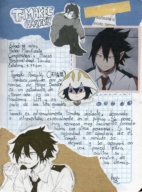 Tamaki Amajiki Artesanías De Anime Libro De Anime Descripción De Personajes