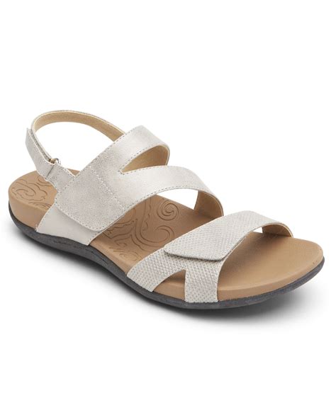 Rockport Women's Ridge Asym Stay Put Sandals Women's Shoes In Silver-tone | ModeSens