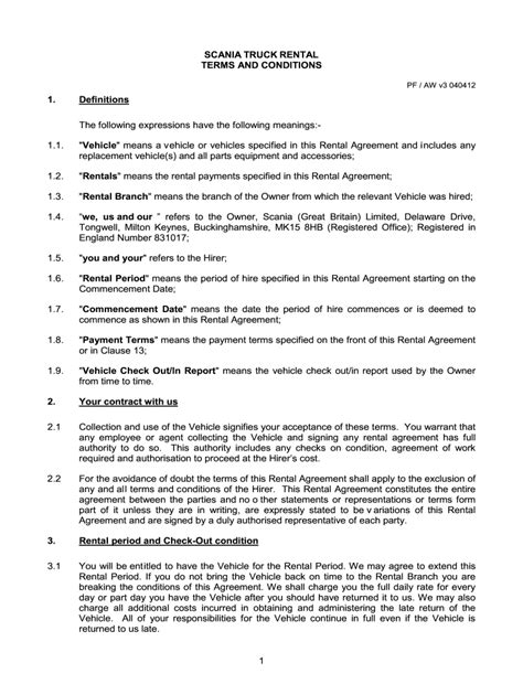 Commercial Vehicle Lease Agreement Template - Printable Form, Templates ...