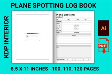 Plane Spotting Log Book Kdp Interior Graphic By Designer Helana