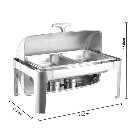 Sq Professional Banquet Chafing Dish W Roll Top Oblong Silver X L