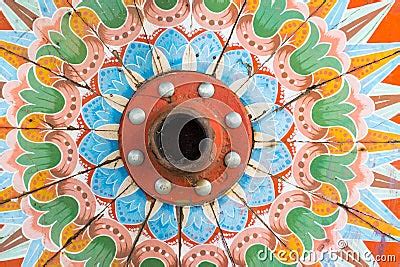 Painted Wooden Wheel Of A Traditional Ox Cart For Transporting Coffee