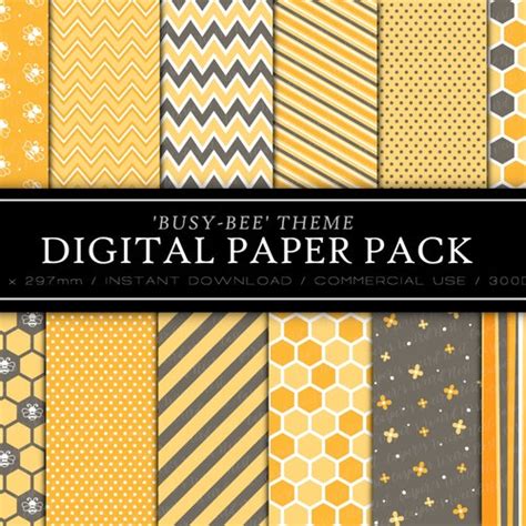 Colorful Honey Bee Digital Paper Honey Bee Seamless Patterns Etsy