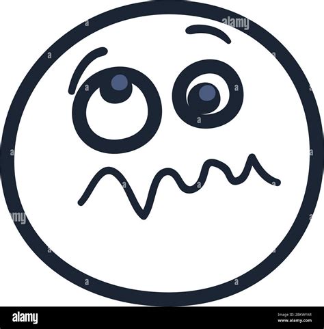 Crazy Emoji Face Line Style Icon Design Cartoon Expression Emoticon