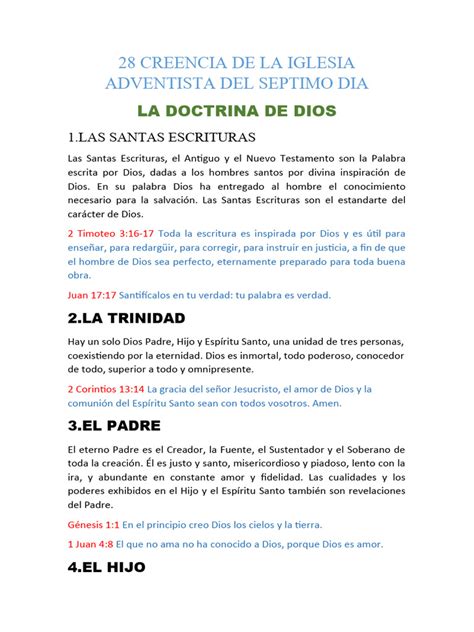 28 Creencia de La Iglesia Adventista Del Septimo Dia | PDF | Cristo ...