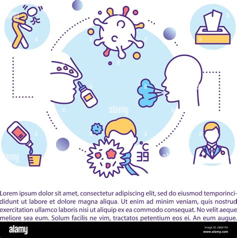 Icono Del Concepto De Virus De La Gripe Con Texto Síntomas De