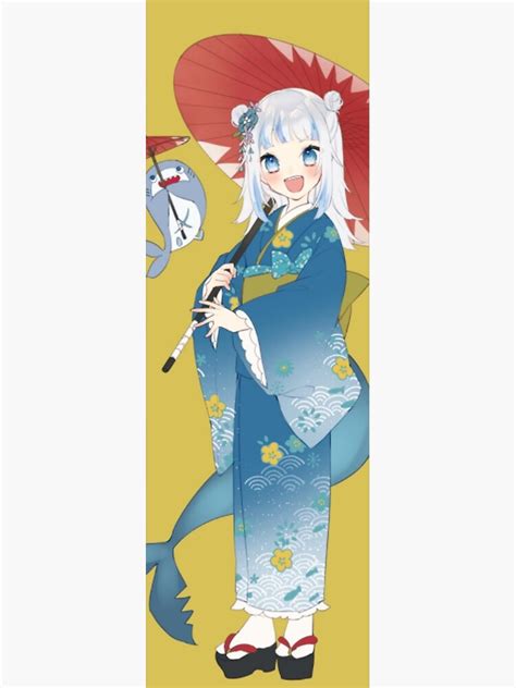 Gawr Gura Kimono Poster By Uwu Senpai Redbubble