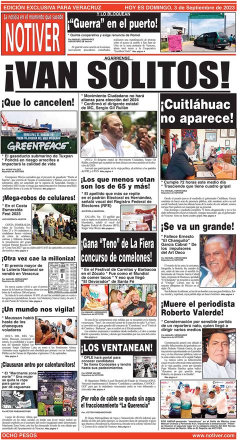 LA PORTADA DOMINGO 3 DE SEPTIEMBRE 2023