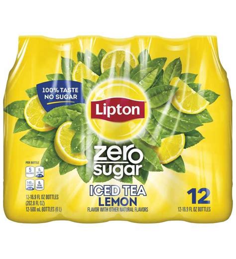 Lipton Iced Tea Lemon Zero Sugar 169 Oz Bottles 12 Count