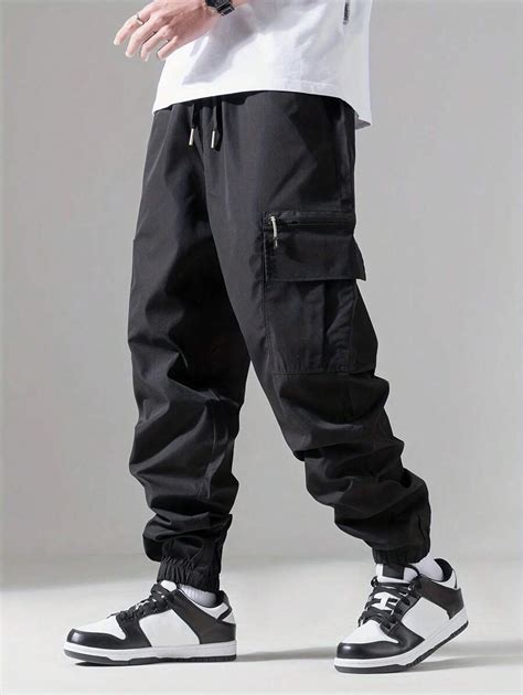 Men Flap Pocket Side Drawstring Waist Cargo Pants Shein Usa