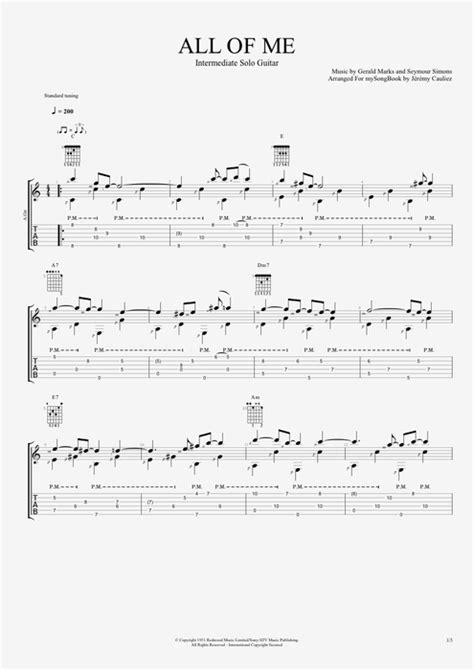 All Of Me By Gerald Marks And Seymour Simons Intermediate Solo Guitar Guitar Pro Tab