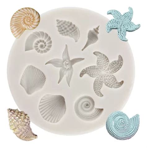 1pcs Molde De Silicona Concha Estrella De Mar Fondant Resina Meses