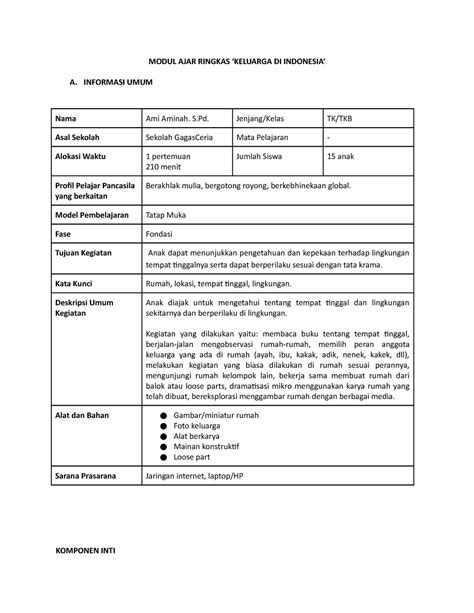 Modul Ringkas Keluarga Di Indonesia Modul Ajar Ringkas Keluarga Di