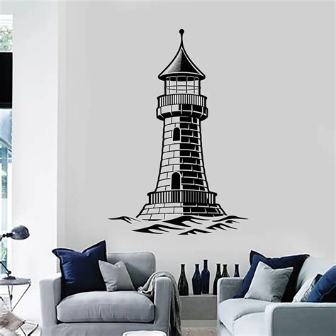 Lighthouse Nautical Art Wave Marine Style Vinyl Wall Decal Home Decor