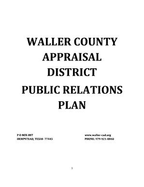 Fillable Online Waller County Appraisal District Public Relations Plan