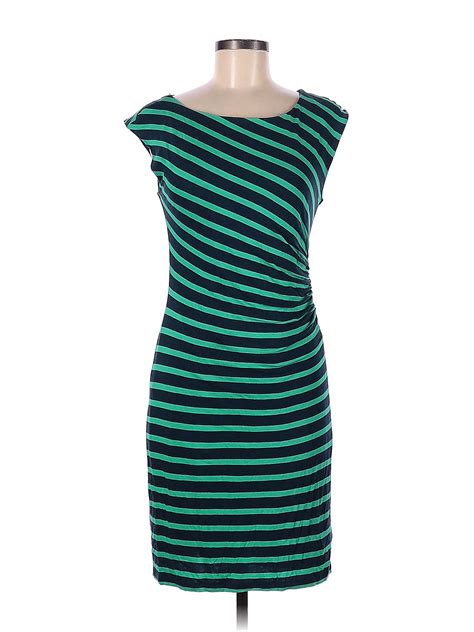 Ann Taylor Loft Stripes Multi Color Teal Casual Dress Size M 68 Off