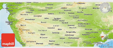 Physical Panoramic Map Of Maharashtra