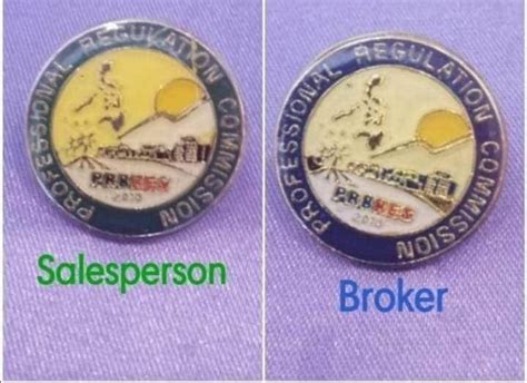 Blue Prc Pin For Licensed Real Estate Brokers While Green Prc Pin For