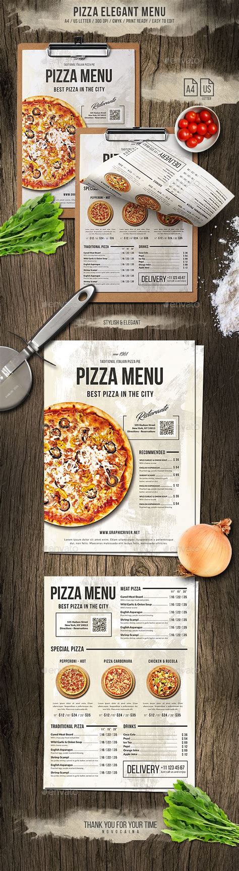 The Pizza Menu Is Ready To Be Eaten And Put In Place On The Table With