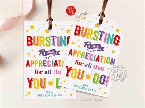 Editable Bursting Appreciation Printable Gift Tag Star Staff Teacher