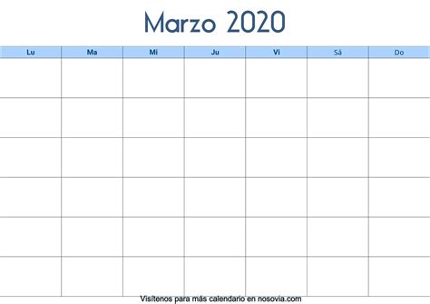 Calendario Marzo 2020 En Blanco Imprimible Gratis Nosovia